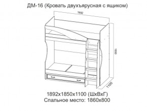 ДМ-16 Кровать двухъярусная с ящиком в Тарко-Сале - tarko-sale.magazin-mebel74.ru | фото