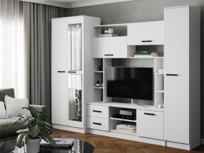 Гостиная Соло фасад Белый с тиснением в Тарко-Сале - tarko-sale.magazin-mebel74.ru | фото