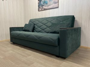 Диван Престиж-15 НПБ+МДФ, велюр Sensey bottle green в Тарко-Сале - tarko-sale.magazin-mebel74.ru | фото