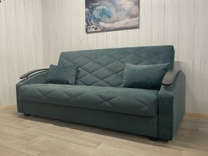 Диван Престиж-16 НПБ+МДФ, велюр Sensey bottle green в Тарко-Сале - tarko-sale.magazin-mebel74.ru | фото