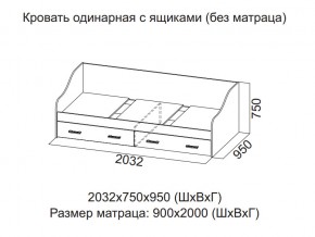 Кровать одинарная с ящиками (Без матраца 0,9*2,0) в Тарко-Сале - tarko-sale.magazin-mebel74.ru | фото