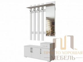 Вешалка с зеркалом 0,8 м №3 Ясень Анкор светлый в Тарко-Сале - tarko-sale.magazin-mebel74.ru | фото